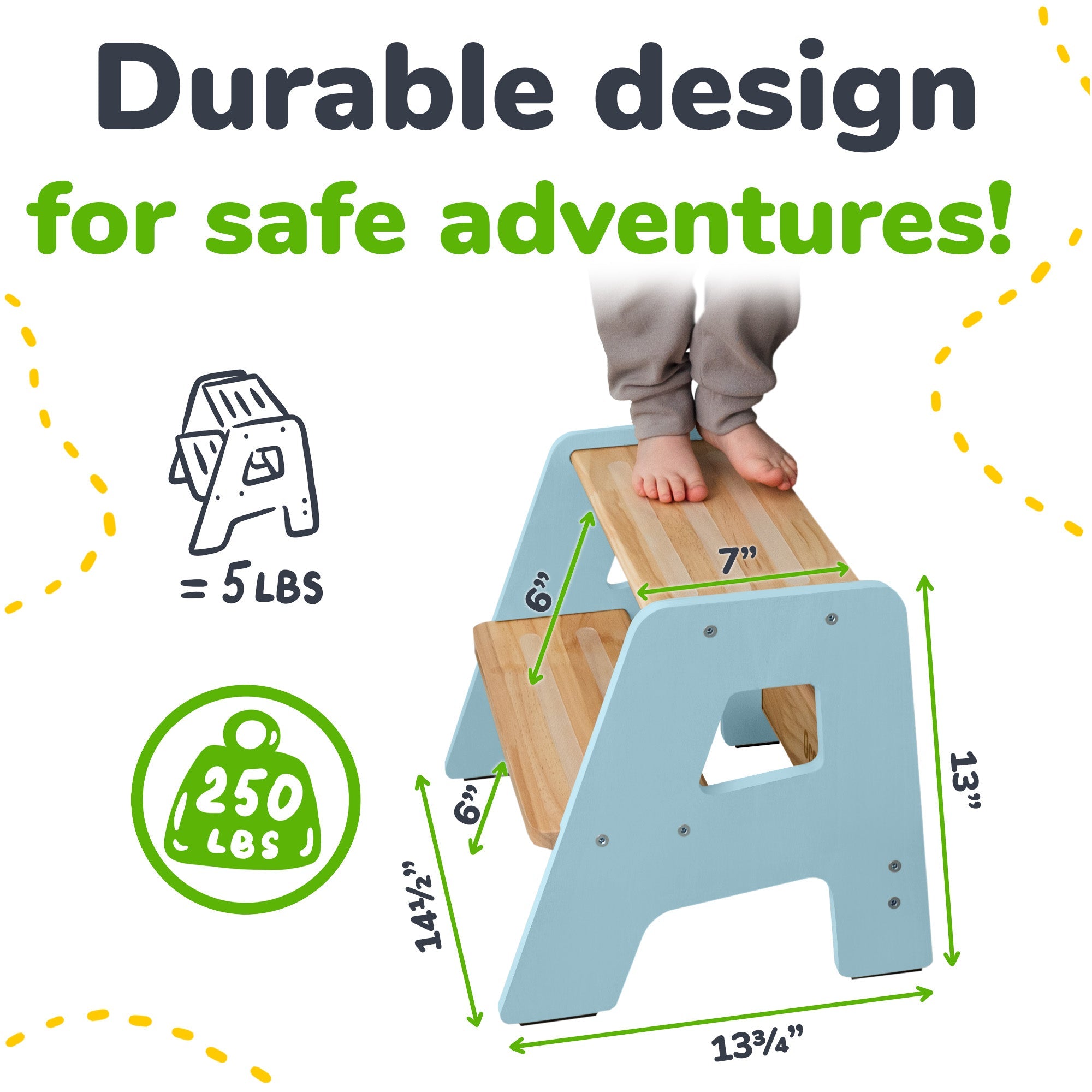 2-Step Wooden Stool for Kids