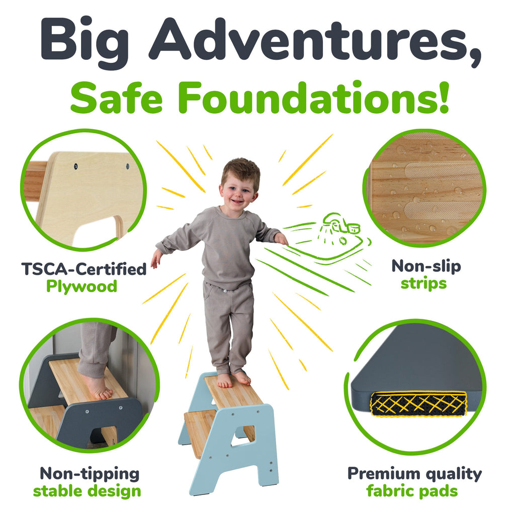 2-Step Wooden Stool for Kids