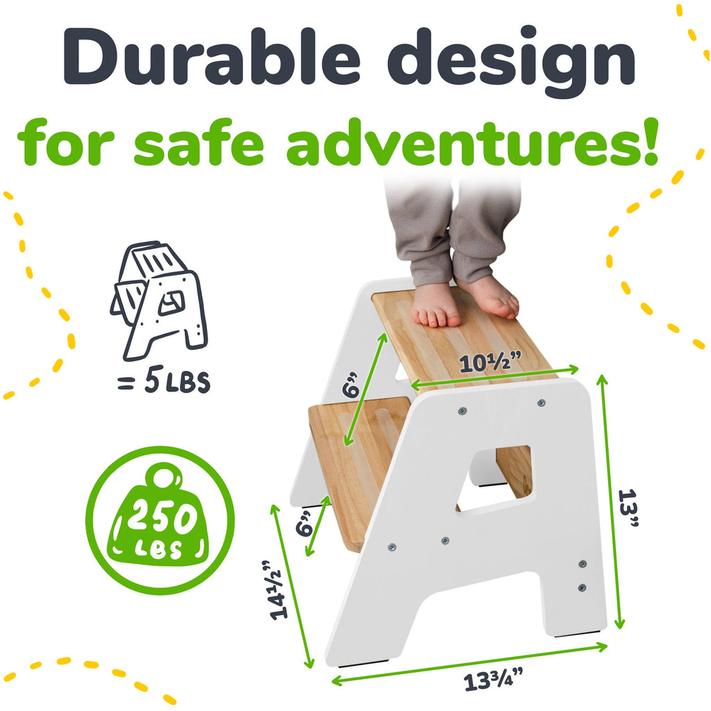 2-Step Wooden Stool for Kids