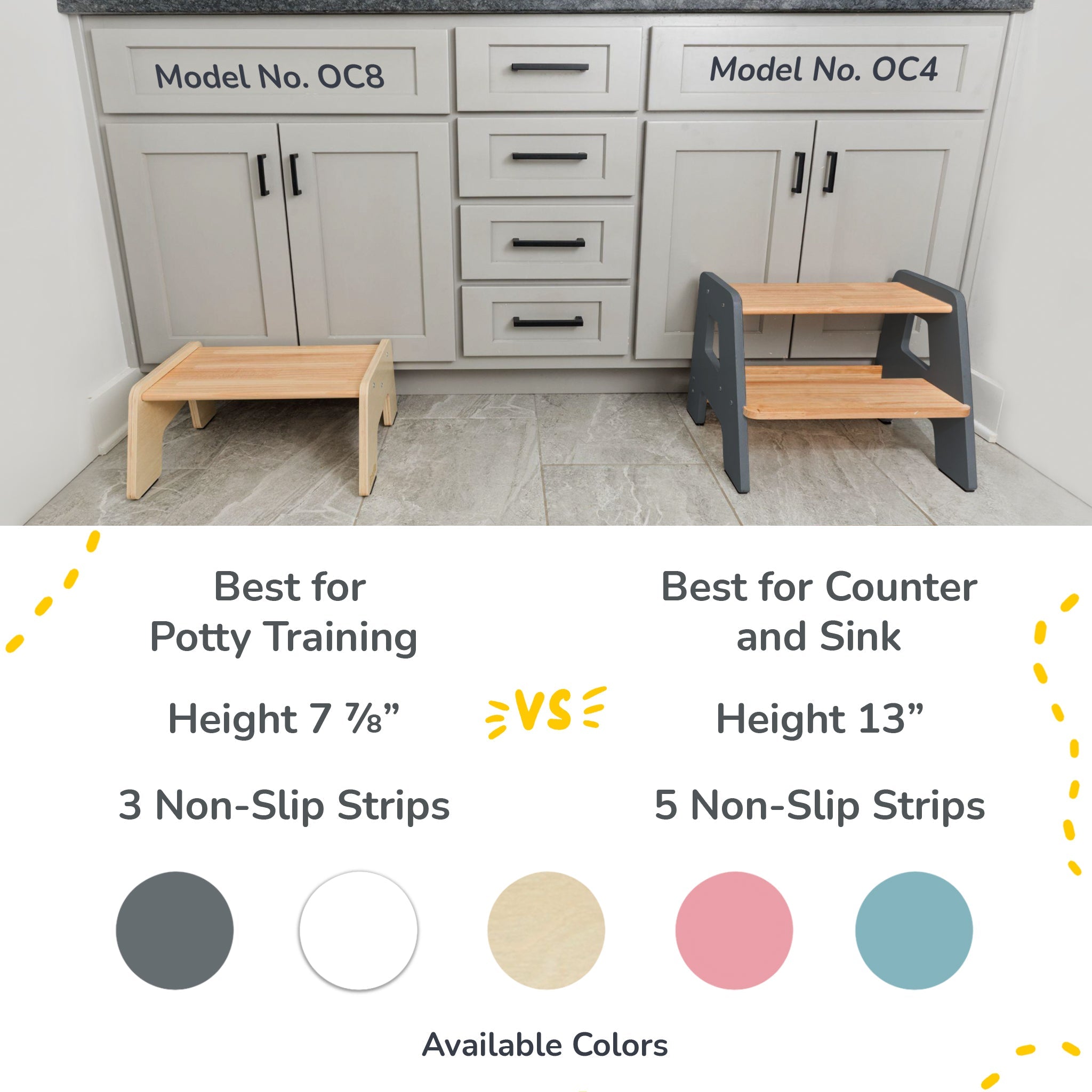 2-Step Wooden Stool for Kids