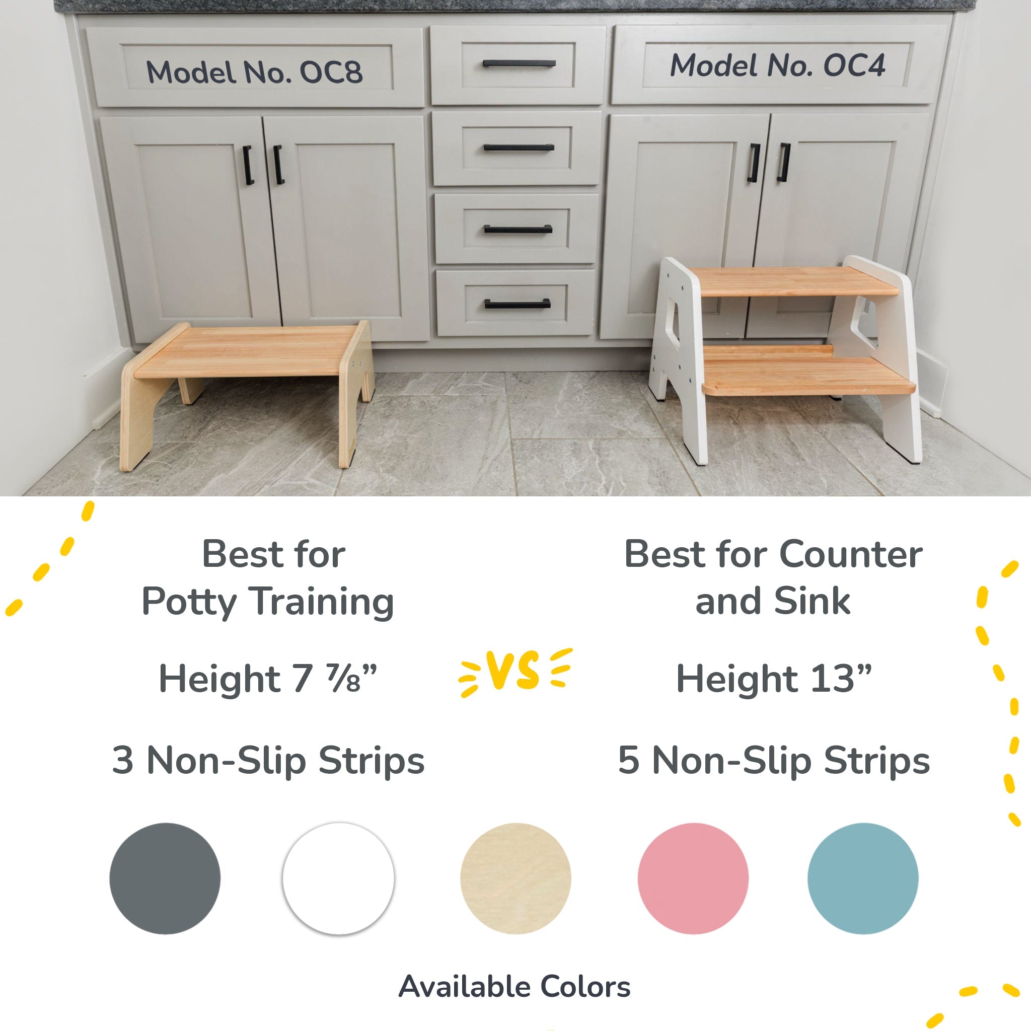 2-Step Wooden Stool for Kids