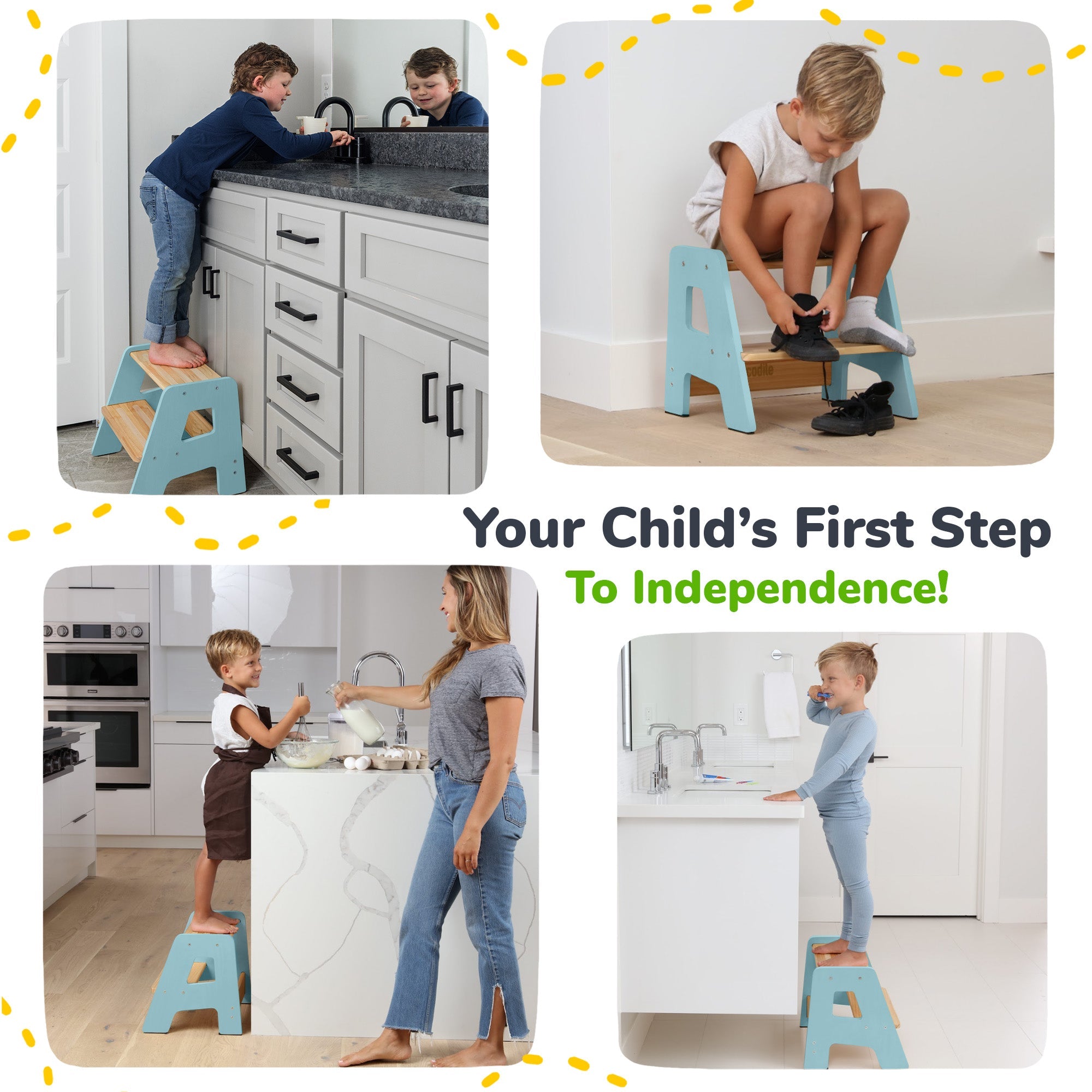 2-Step Wooden Stool for Kids