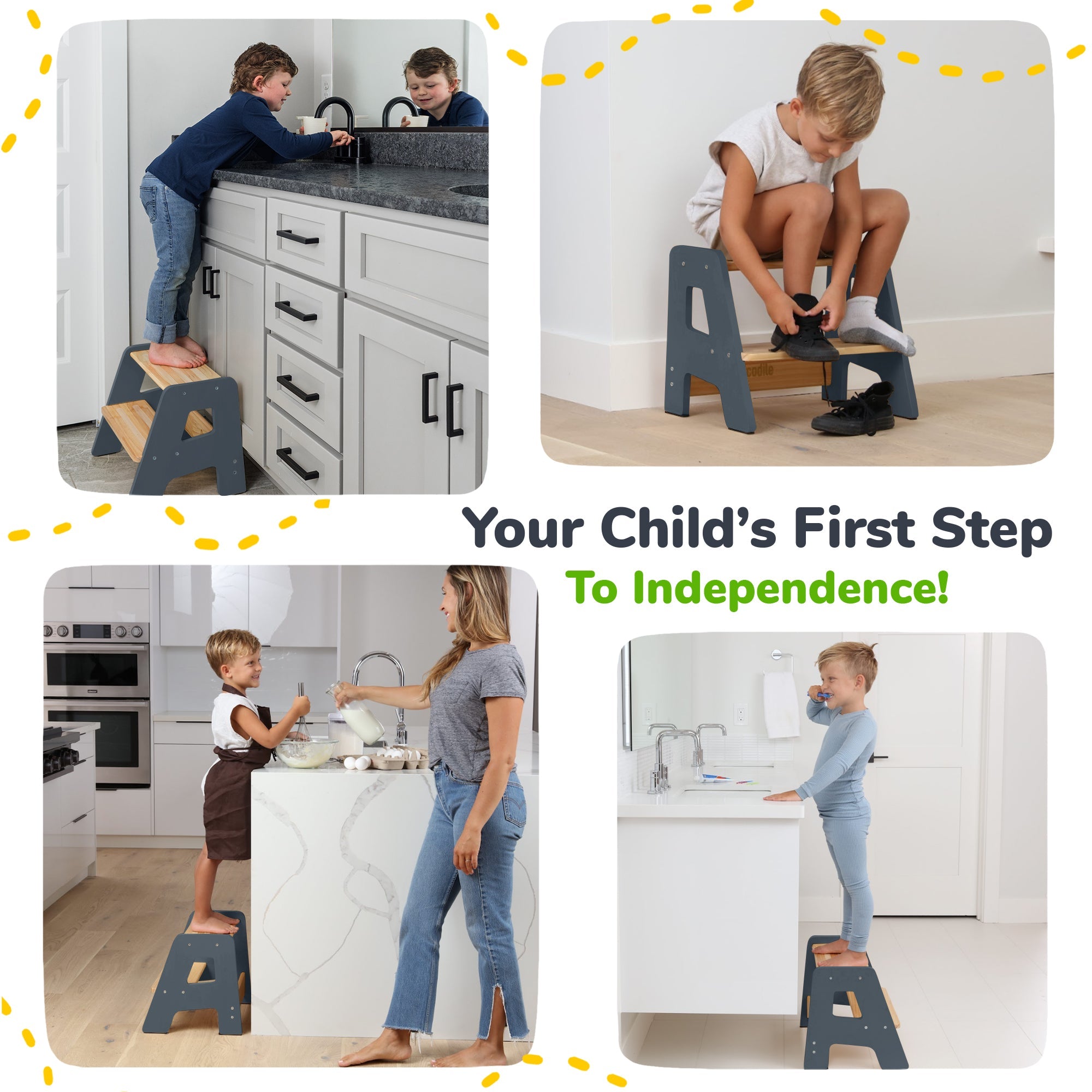 2-Step Wooden Stool for Kids