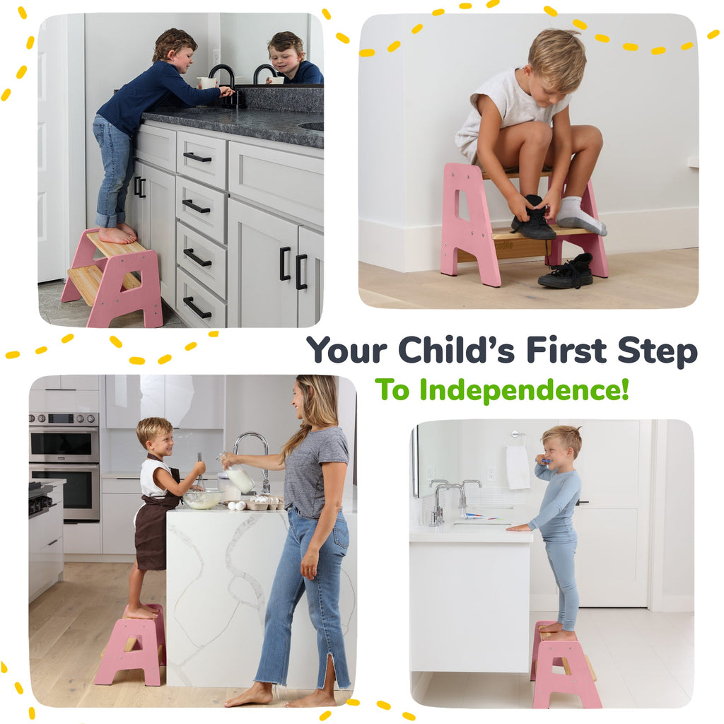 2-Step Wooden Stool for Kids