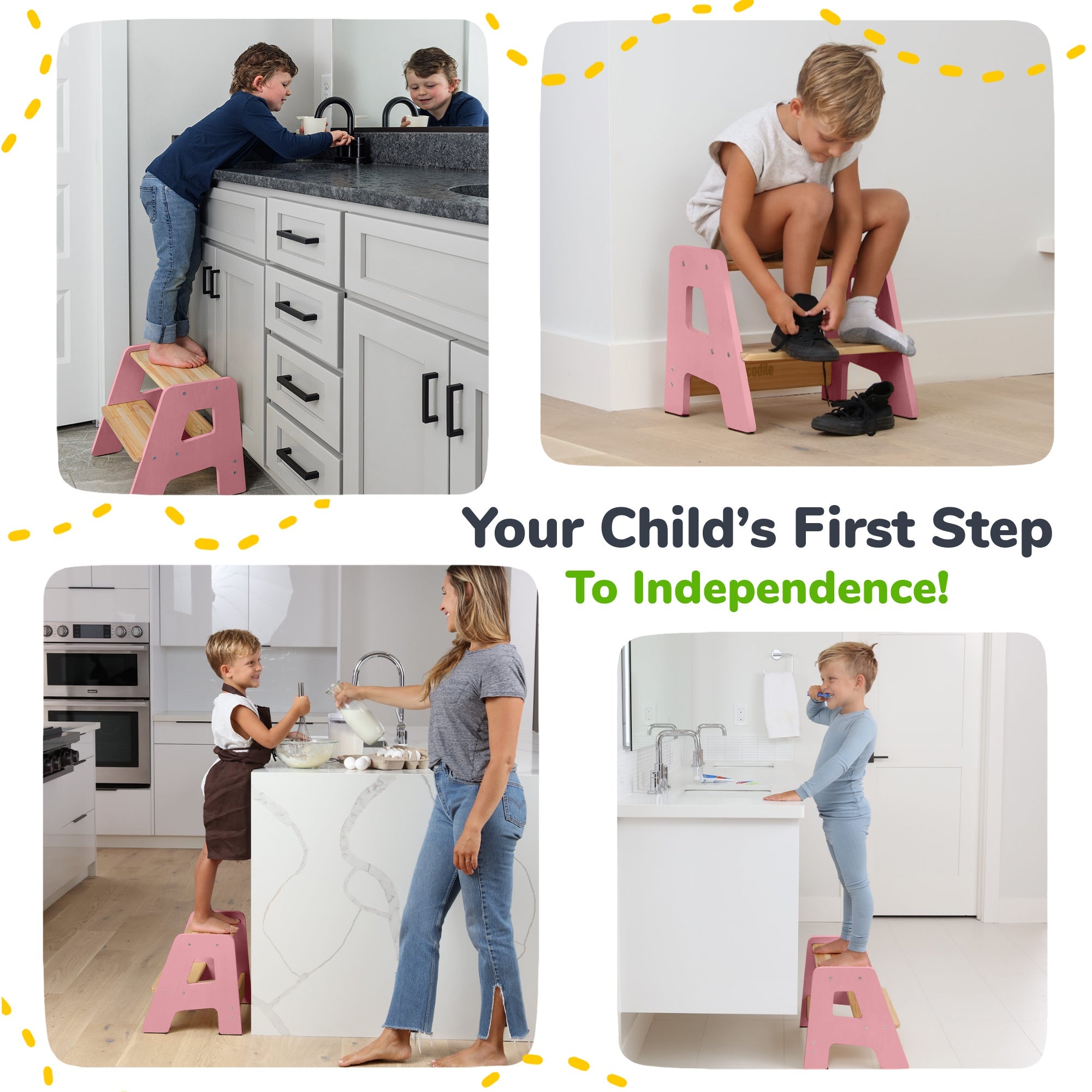 2-Step Wooden Stool for Kids