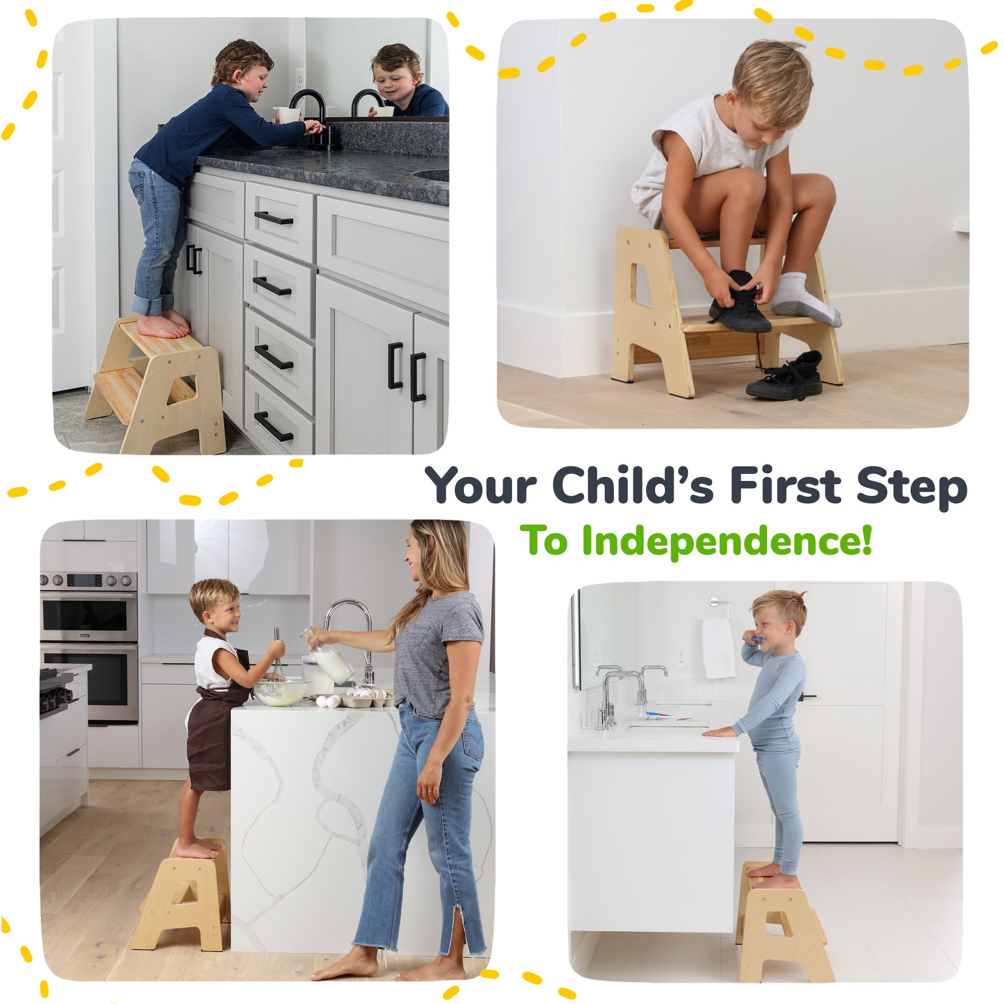 2-Step Wooden Stool for Kids