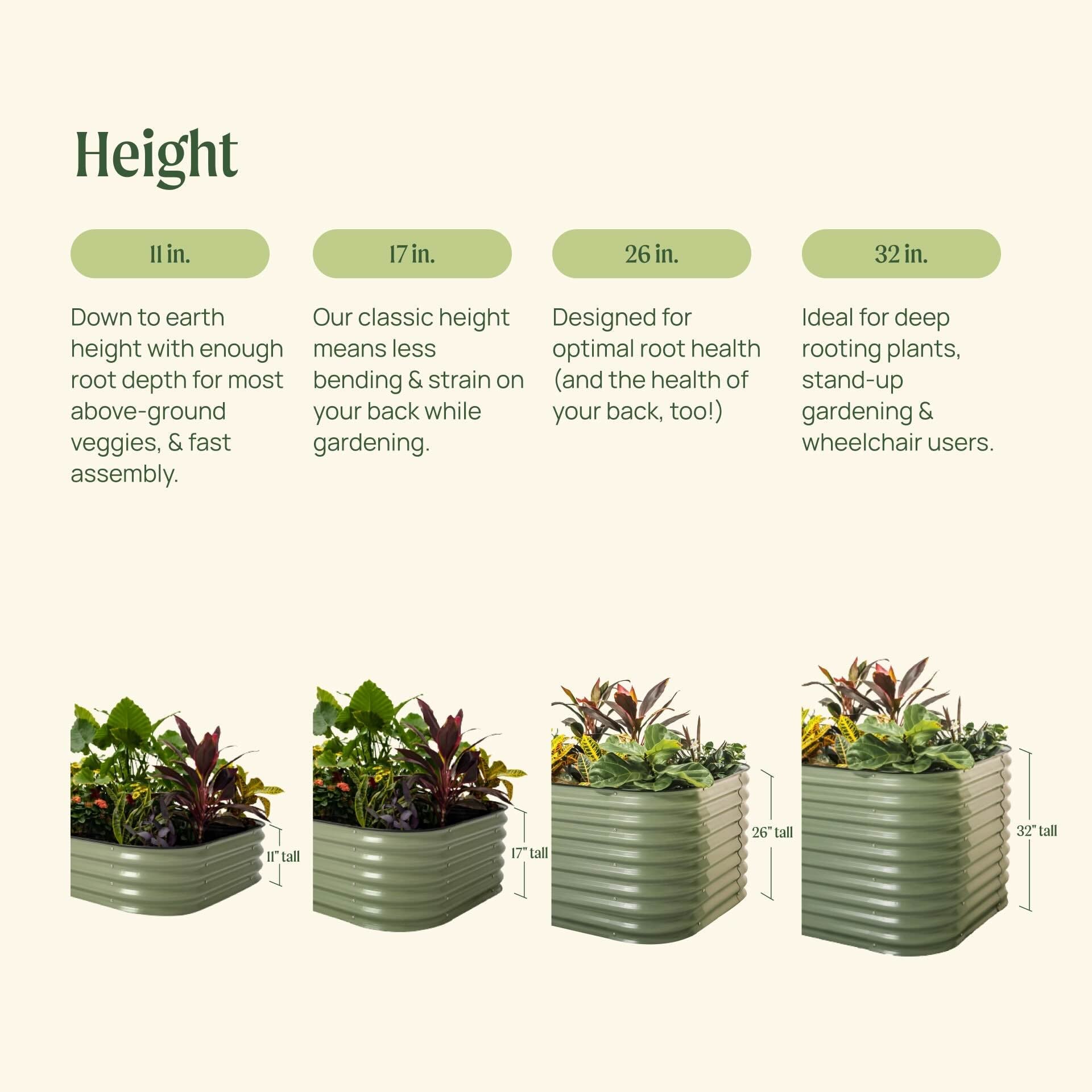 17" Tall 6 In 1 Medium Modular Metal Raised Garden Bed Kit
