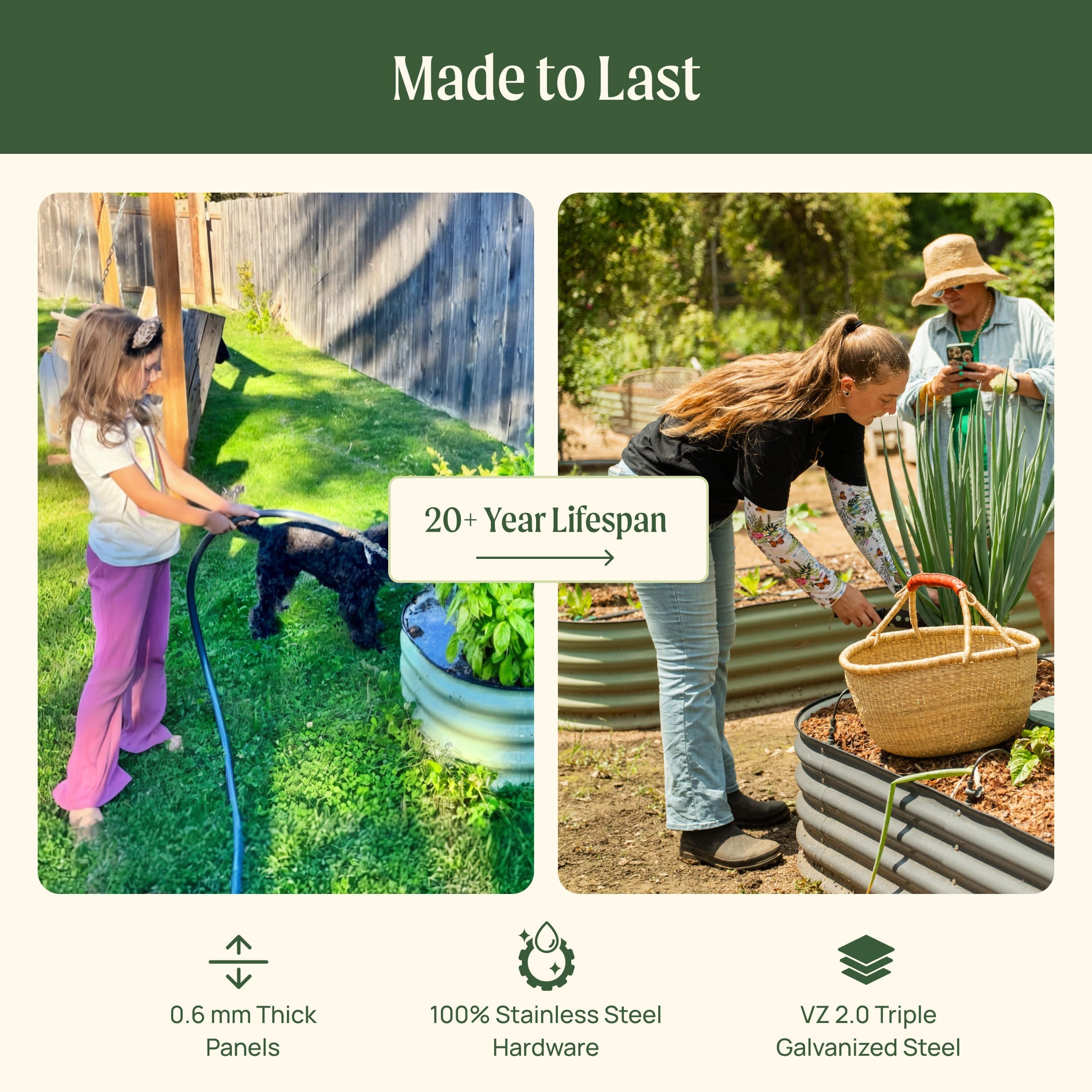 17" Tall 4 In 1 Small Modular Metal Raised Garden Bed Kit